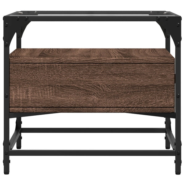 Couchtisch Braun Eiche Optik Glasplatte 50x50 cm