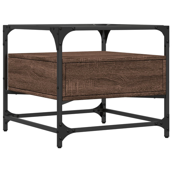 Couchtisch Braun Eiche Optik Glasplatte 50x50 cm