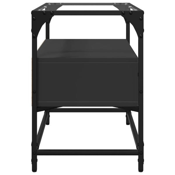 vidaXL Meuble TV avec plateau en verre Noir 60x35x51 cm Bois d'ingénierie