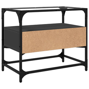vidaXL Meuble TV avec plateau en verre Noir 60x35x51 cm Bois d'ingénierie