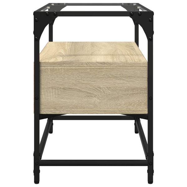vidaXL Meuble TV avec plateau en verre chêne sonoma 60x35x51 cm Bois d'ingénierie