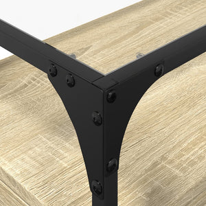 vidaXL Meuble TV avec plateau en verre chêne sonoma 60x35x51 cm Bois d'ingénierie