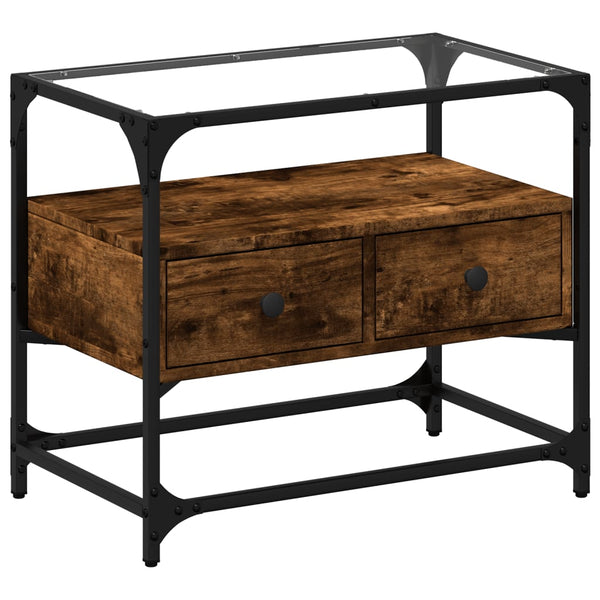 TV-Schrank Räuchereiche mit Glasplatte 60 cm