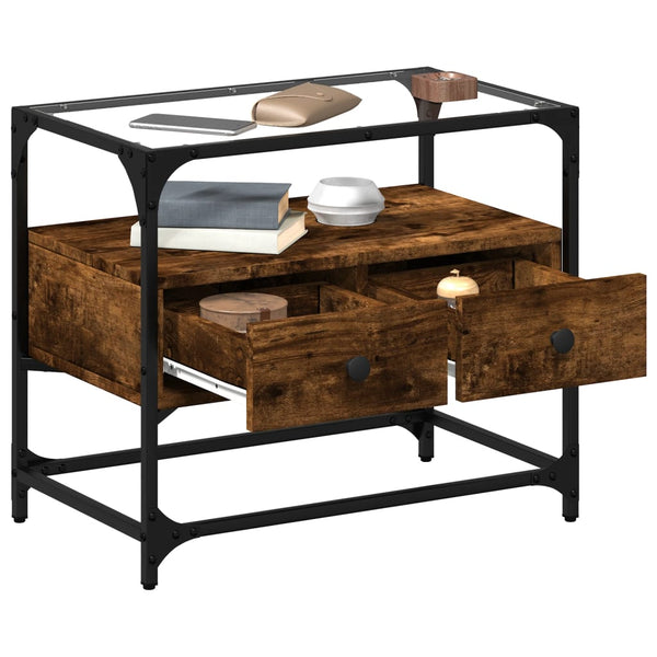 TV-Schrank Räuchereiche mit Glasplatte 60 cm