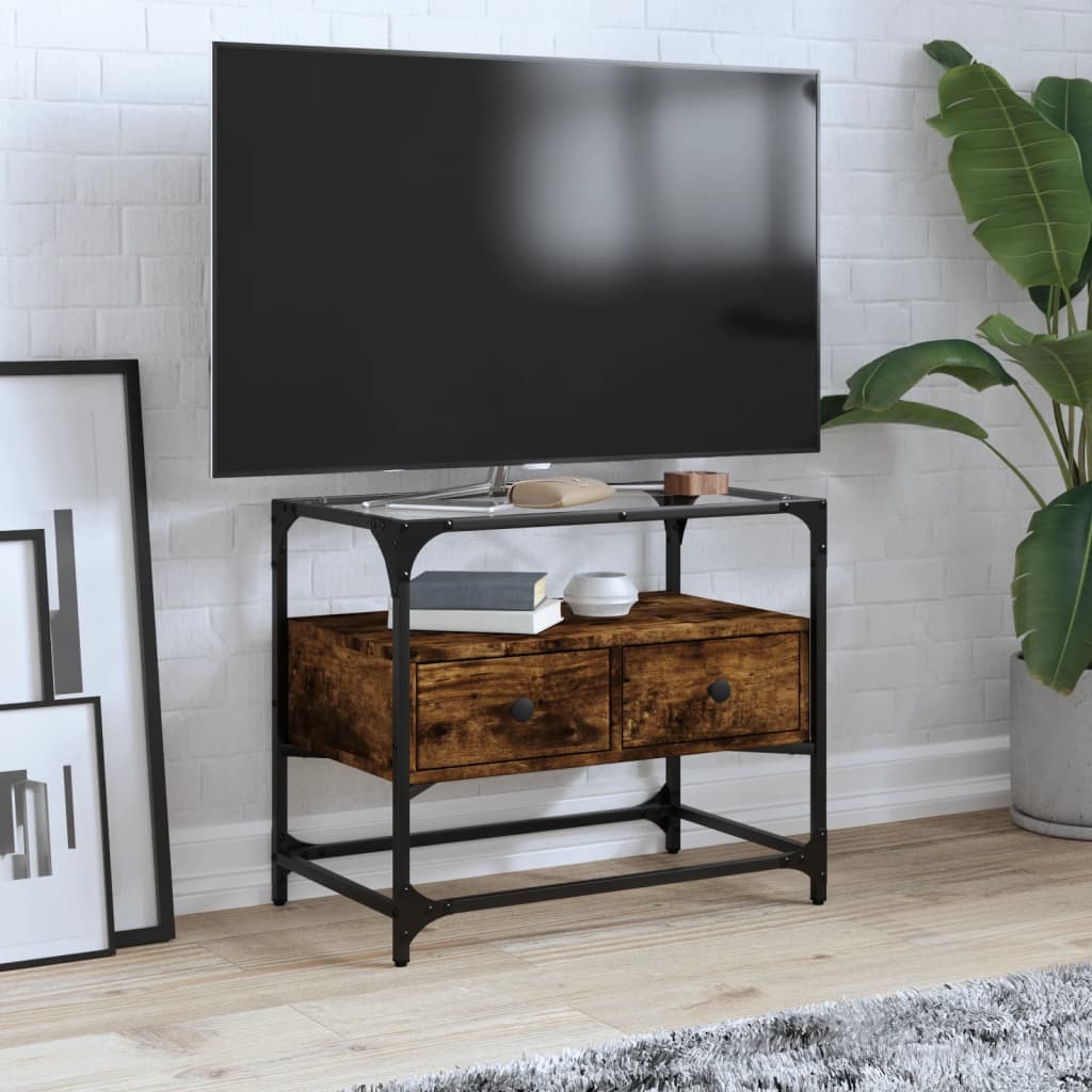 TV-Schrank Räuchereiche mit Glasplatte 60 cm