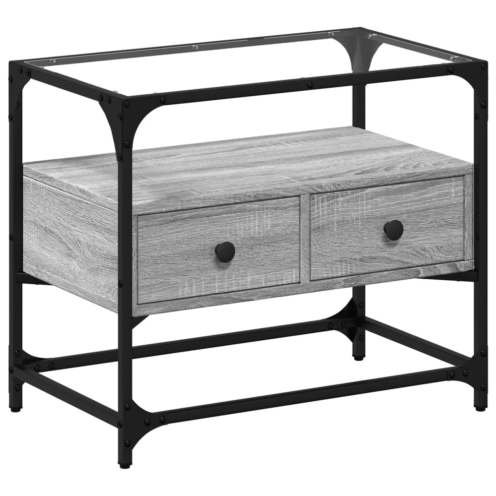 vidaXL TV Cabinet with Glass Top Sonoma Grey 60x35x51 cm Engineered Wood