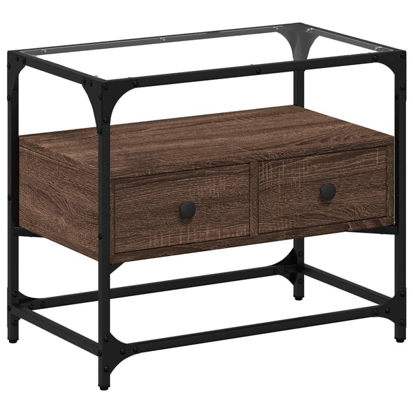 TV-Schrank Braun Eiche 60 cm mit Glasplatte