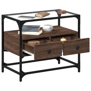 TV-Schrank Braun Eiche 60 cm mit Glasplatte