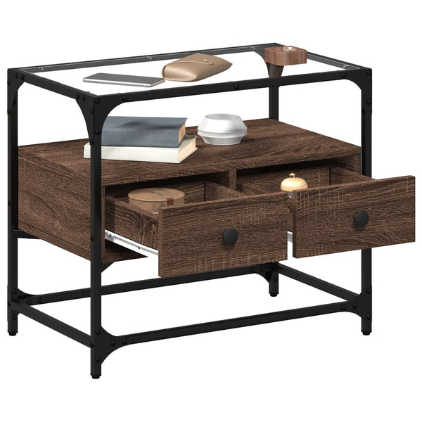 TV-Schrank Braun Eiche 60 cm mit Glasplatte