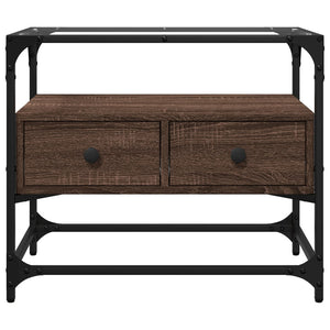 TV-Schrank Braun Eiche 60 cm mit Glasplatte