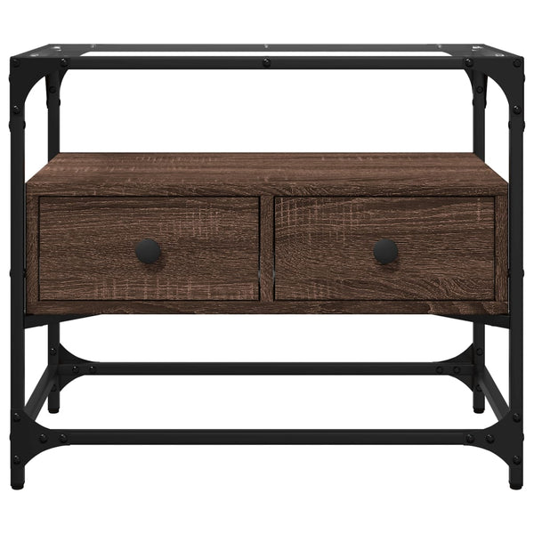 TV-Schrank Braun Eiche 60 cm mit Glasplatte