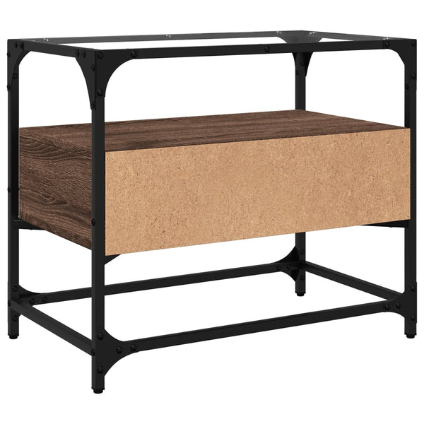 TV-Schrank Braun Eiche 60 cm mit Glasplatte