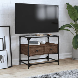 TV-Schrank Braun Eiche 60 cm mit Glasplatte
