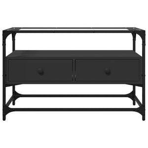Schwarzer TV-Schrank mit Glasplatte, 80 cm