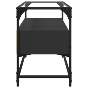 Schwarzer TV-Schrank mit Glasplatte, 80 cm