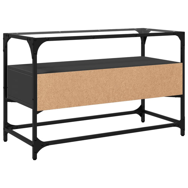 Schwarzer TV-Schrank mit Glasplatte, 80 cm