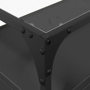 Schwarzer TV-Schrank mit Glasplatte, 80 cm