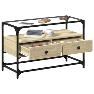 TV-Schrank Sonoma-Eiche mit Glasplatte, 80cm