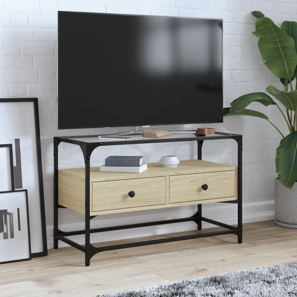 TV-Schrank Sonoma-Eiche mit Glasplatte, 80cm