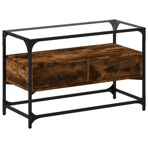 TV-Schrank Räuchereiche mit Glasplatte 80cm