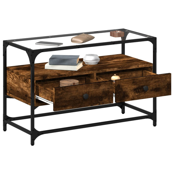 TV-Schrank Räuchereiche mit Glasplatte 80cm