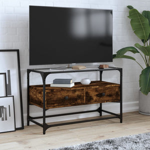 TV-Schrank Räuchereiche mit Glasplatte 80cm