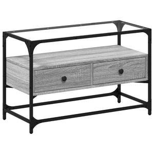 TV-Schrank Grau Sonoma mit Glasplatte, 80 cm