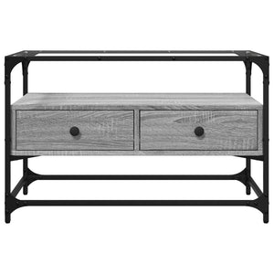 TV-Schrank Grau Sonoma mit Glasplatte, 80 cm