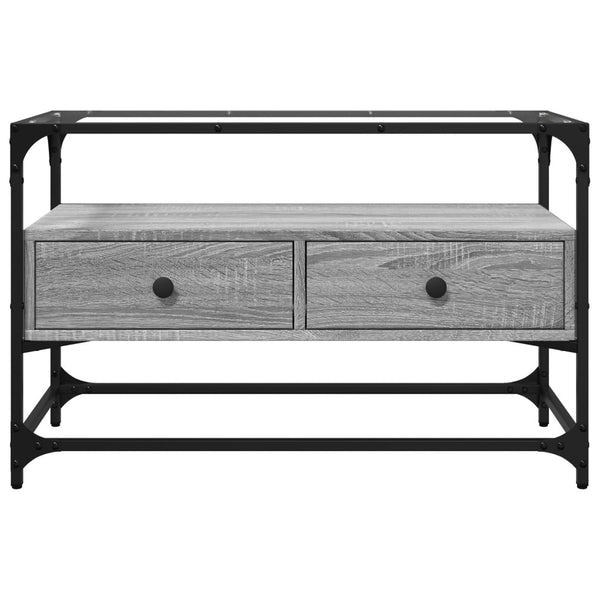 TV-Schrank Grau Sonoma mit Glasplatte, 80 cm