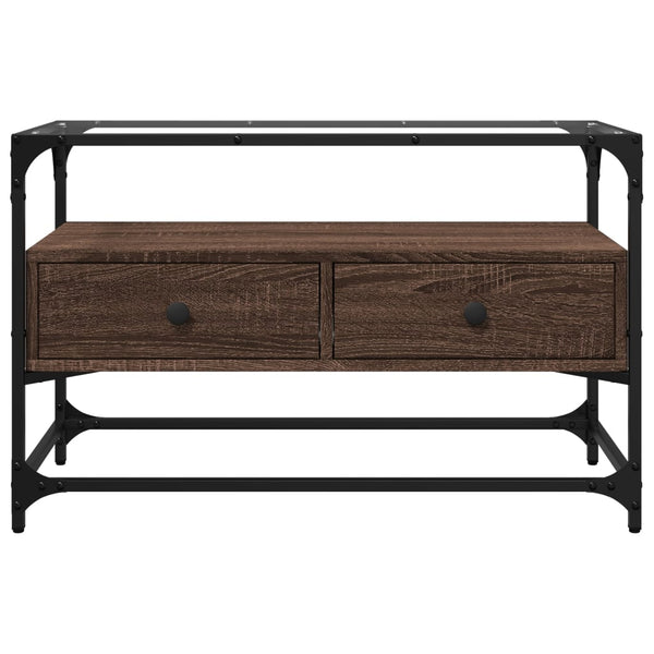 TV-Schrank Braun Eiche 80 cm mit Glasplatte