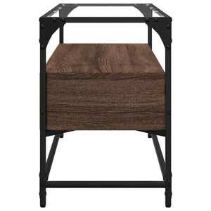 TV-Schrank Braun Eiche 80 cm mit Glasplatte