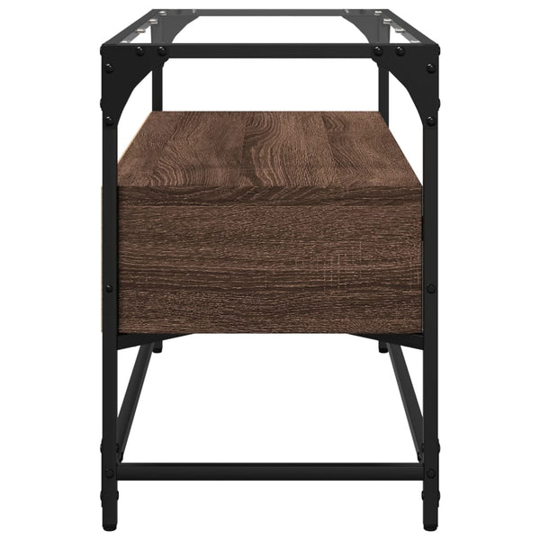 TV-Schrank Braun Eiche 80 cm mit Glasplatte
