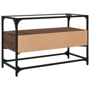 TV-Schrank Braun Eiche 80 cm mit Glasplatte