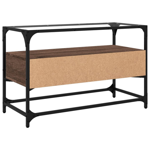 TV-Schrank Braun Eiche 80 cm mit Glasplatte