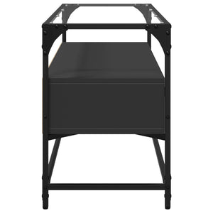 Schwarzer TV-Schrank mit Glasplatte, 98 cm