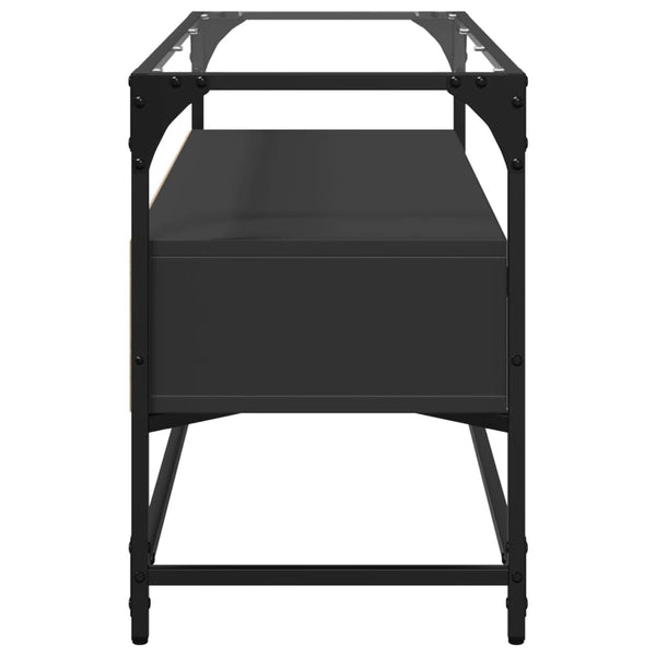 Schwarzer TV-Schrank mit Glasplatte, 98 cm