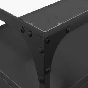 Schwarzer TV-Schrank mit Glasplatte, 98 cm