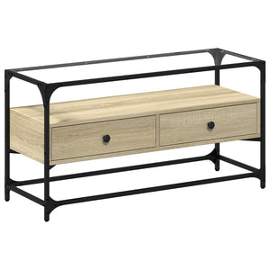TV-Schrank Sonoma-Eiche mit Glasplatte, 98 cm