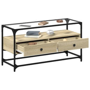 TV-Schrank Sonoma-Eiche mit Glasplatte, 98 cm