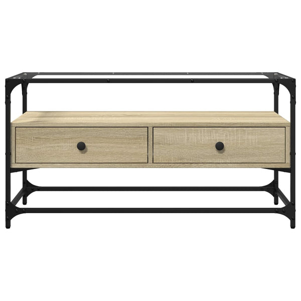 TV-Schrank Sonoma-Eiche mit Glasplatte, 98 cm