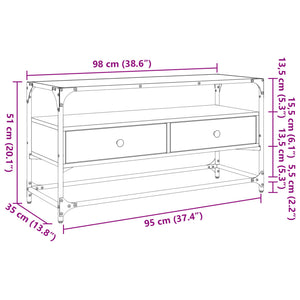 TV-Schrank Sonoma-Eiche mit Glasplatte, 98 cm