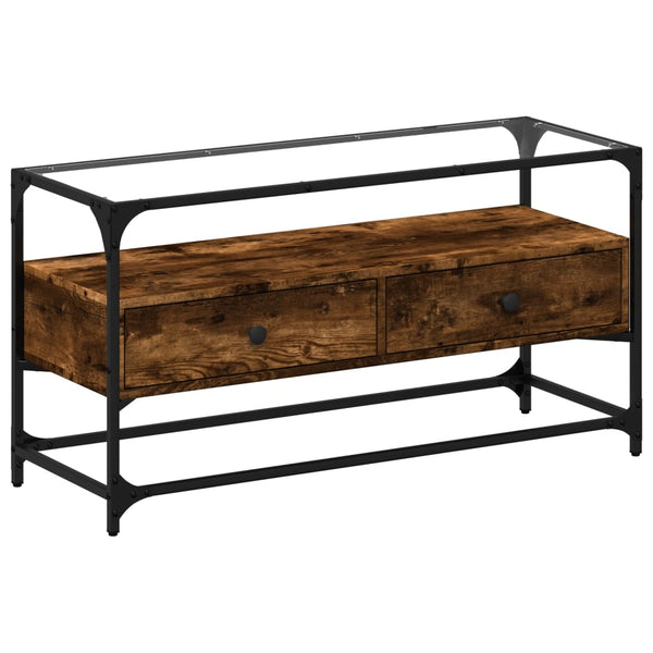 TV-Schrank Räuchereiche mit Glasplatte 98 cm