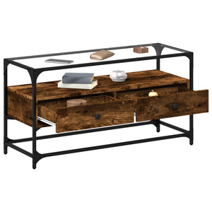 TV-Schrank Räuchereiche mit Glasplatte 98 cm