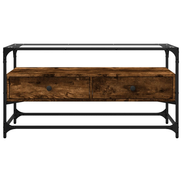 TV-Schrank Räuchereiche mit Glasplatte 98 cm