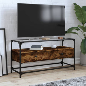 TV-Schrank Räuchereiche mit Glasplatte 98 cm