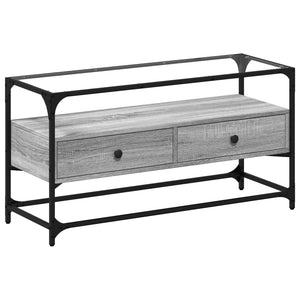 TV-Schrank Grau Sonoma 98 cm mit Glasplatte