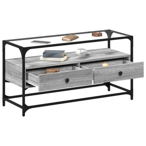 TV-Schrank Grau Sonoma 98 cm mit Glasplatte