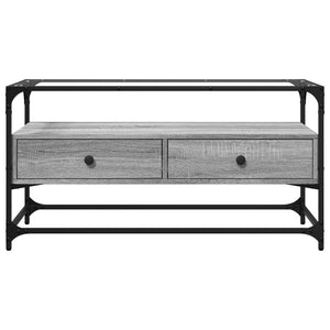TV-Schrank Grau Sonoma 98 cm mit Glasplatte