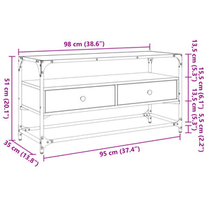 TV-Schrank Grau Sonoma 98 cm mit Glasplatte