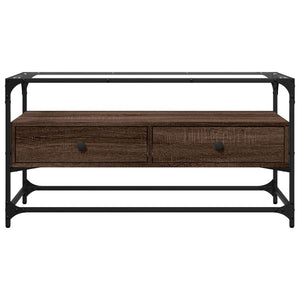 TV-Schrank Braun Eiche mit Glasplatte 98 cm